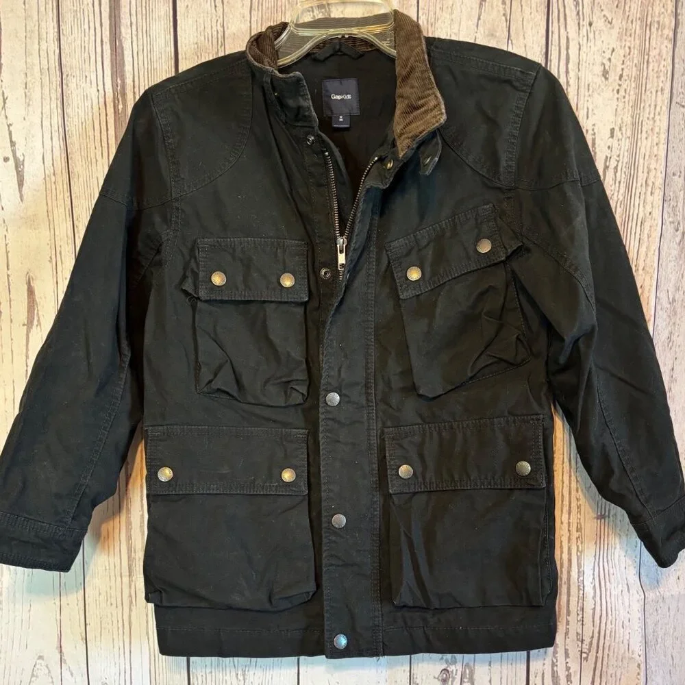 GapKids Black Cotton With Brown Corduroy Collar Medium Weight Size Kids 8